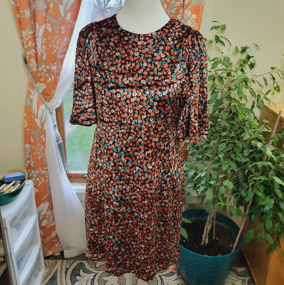 Zara Floral Velvet Short Dress - Picture 4 of 8